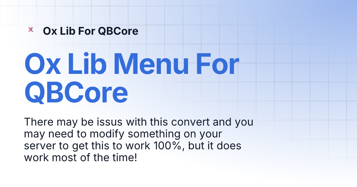 Ox Lib Menu For QBCore | Ox Lib For QBCore